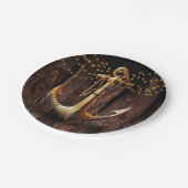 Rustikale Gold Anker Baby Dusche Pappteller (Schrägansicht)