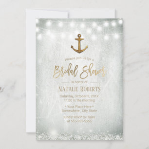 Rustikale Gold-Anker-Babys-Breath-Braut-Shower Einladung