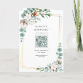 Rustikale Gold-Baumwoll-Eukalyptus-QR-Code-Hochzei Einladung (Rückseite)