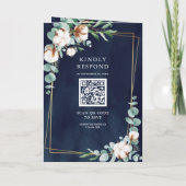 Rustikale Gold Baumwolle Eukalyptus QR Code Marine Einladung (Rückseite)