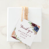 Rustikale Gold-Blätter Blumenkalligrafie-Hochzeit Geschenkanhänger (Beispiel)