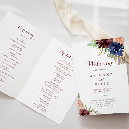 Rustikale Gold-Blätter Kalligrafie FaltenWedding Programm