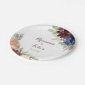 Rustikale Gold-Blätter Kalligrafie Hochzeitstorte Pappteller (Schrägansicht)