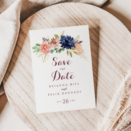 Rustikale Gold-Blätter und Blumenblätter Save the  Postkarte