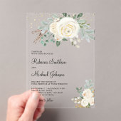 Rustikale Gold Elfenbein Florale Hochzeit Acryleinladungen (Insitu (Handheld))