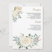 Rustikale Gold Elfenbeinblume Alles in einer Hochz Einladung (Rückseite)