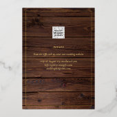 Rustikale GOLD FOIL Foto Collage Wood Wedding Folieneinladung (Rückseite)