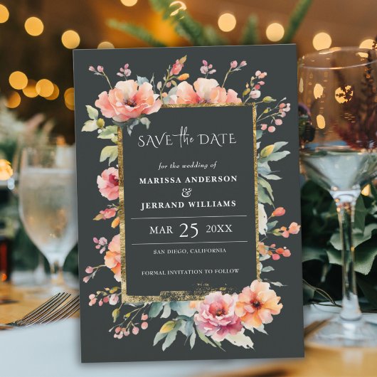 Rustikale Gold Frame Foto Save the Date Karte