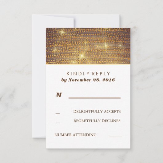 Rustikale Gold Glitzer Confetti Wedding RSVP Cards Karte (Vorderseite)