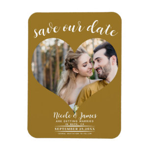 Rustikale Gold-Herz-Foto-Hochzeit Save the Date Magnet