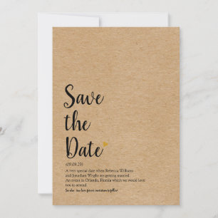 Rustikale Gold-Herzschrift Save-the-Date-Definitio Save The Date