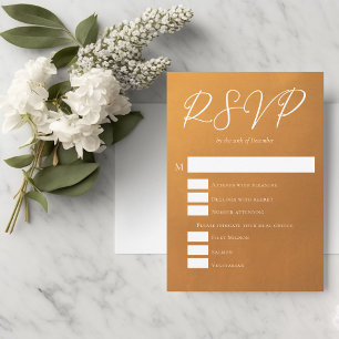 Rustikale Gold-Hochzeit im Herbst mit Speisen RSVP Karte