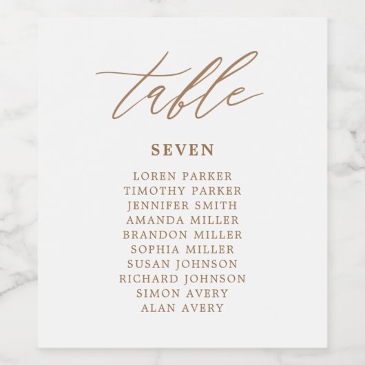 Rustikale Gold Hochzeit Tischnummern Weinkultur un Weinetikett (Einzelnes Label)