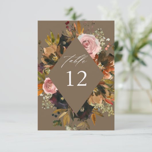 Rustikale Gold-, Lila- und rosafarbene, florale T- Einladung (Stehend Vorderseite)