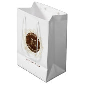 Rustikale Gold Monogram Trauzeugen Mittlere Geschenktüte (Vorderseite Schrägansicht)