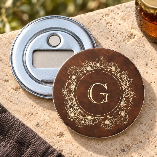 Rustikale Gold-Monogramm-Hochzeit Flaschenöffner