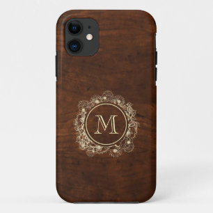 Rustikale Gold-Monogramm-Holz Case-Mate iPhone Hülle