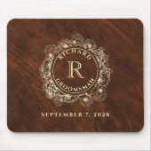 Rustikale Gold-Monogramm-Trauzeuge Mousepad (Vorne)
