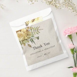 Rustikale Gold-Rose auf Damaskadenhochzeit Geschenktütchen