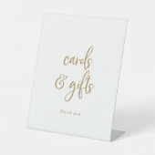 Rustikale Gold Script Cards und Geschenke Pedestel Sockelschild (Vorderseite)