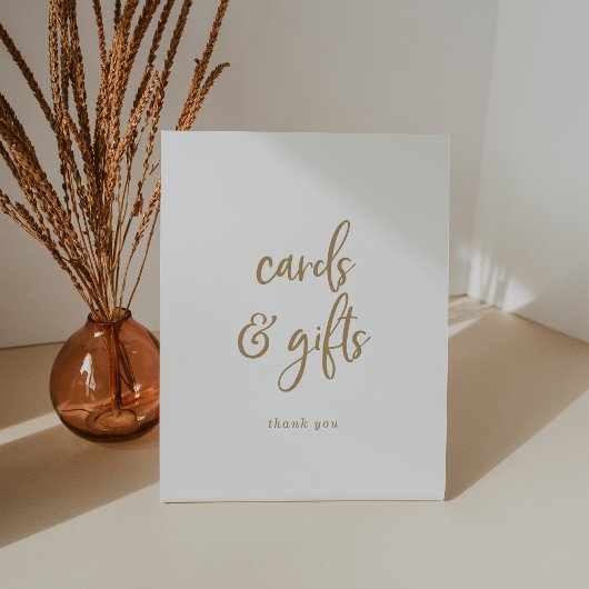 Rustikale Gold Script Cards und Geschenke Pedestel Sockelschild