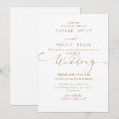 Rustikale Gold Script-Einladung Einladung (Vorne/Hinten)