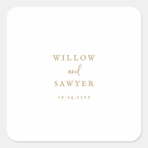 Rustikale Gold Script-Hochzeitslehre-Umschlag Aufk Quadratischer Aufkleber