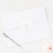 Rustikale Gold Script-Hochzeitslehre-Umschlag Aufk Quadratischer Aufkleber (Umschlag)