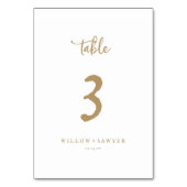 Rustikale Gold-Script-Tischnummer Tischnummer (Vorderseite)