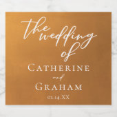 Rustikale Gold Tan Earth Tone Einfache Hochzeit im Schaumweinetikett (Einzelnes Label)