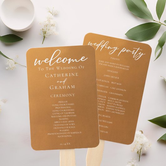 Rustikale Gold-Typografie-Chic-Hochzeitsprogramm Fächer