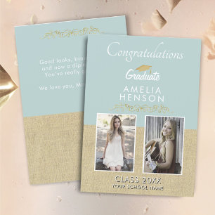 Rustikale Gold-Verzierung Absolvent 2 Foto Abschlu Karte