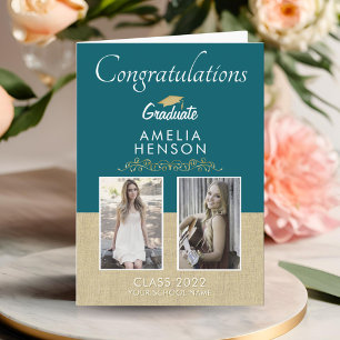 Rustikale Gold-Verzierung Absolvent 2 Foto Abschlu Karte