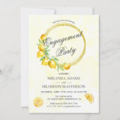 Rustikale Gold Wreath Lemon Summer Engagement Part Einladung (Vorderseite)