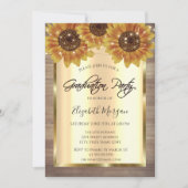 Rustikale Goldblumen, Lichter, Abschluss aus Holz Einladung (Vorderseite)