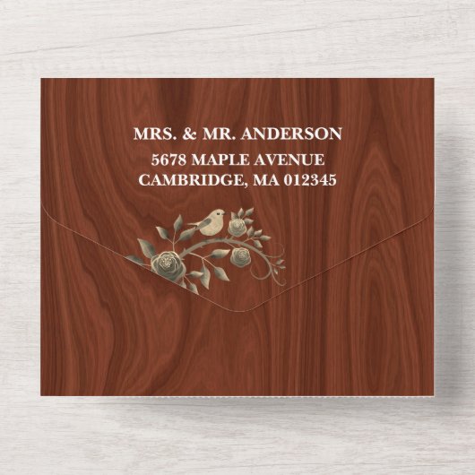 Rustikale Goldblumenhochzeit All In One Einladung (Rückseite)