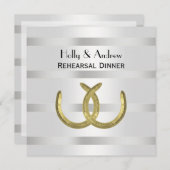 Rustikale Golden Horseshoes Silver Whit Probe Din Einladung (Vorne/Hinten)