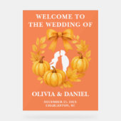 Rustikale Golden Pumpkin Hochzeit im Herbst Willko Acrylschild (Vorderseite)