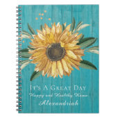 Rustikale Golden Sonnenblume Aquamarin Blauer Stal Notizblock (Vorderseite)