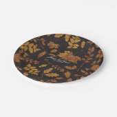 Rustikale goldene Blätter Herbst Hochzeit Pappteller (Schrägansicht)