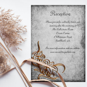 Rustikale Goldene Blumen Hochzeitsempfang Vintage Begleitkarte