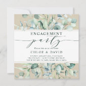 Rustikale goldene botanische Engagement-Partei Einladung (Vorderseite)