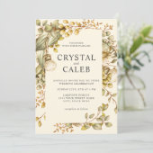 Rustikale goldene Eukalyptus-Foliage Einladung (Stehend Vorderseite)