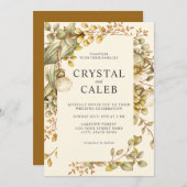 Rustikale goldene Eukalyptus-Foliage Einladung (Vorne/Hinten)