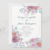 Rustikale goldene geometrische Burgund Einladung (Vorderseite)