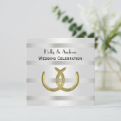 Rustikale Goldene Hufeisen Silber Whing Wedding Einladung (Stehend Vorderseite)