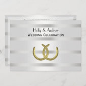 Rustikale Goldene Hufeisen Silver Whit H Wedding Einladung (Vorne/Hinten)