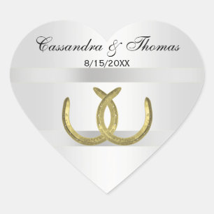 Rustikale Goldene Hufeisen Silver Whit Umschlag Au Herz-Aufkleber