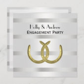Rustikale Goldene Hufeisen Silver Whit Verlobung Einladung (Vorne/Hinten)