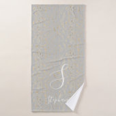Rustikale goldene Künstlerische Muster Gray Monogr Badehandtuch (Badehandtuch)